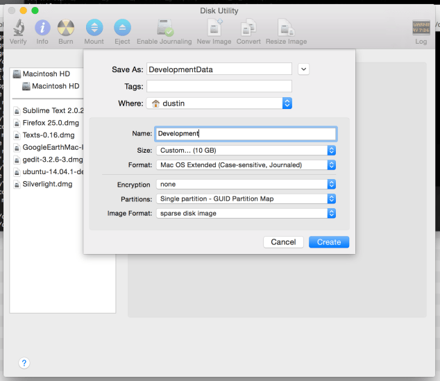 Creating a Case-Sensitive Image in Disk Utility