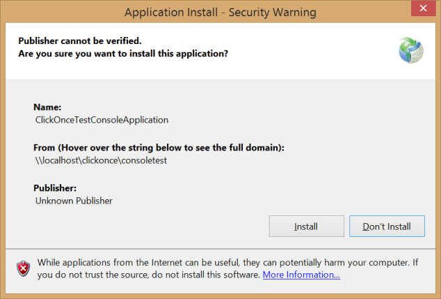ClickOnce - 6 - Install - Prompt